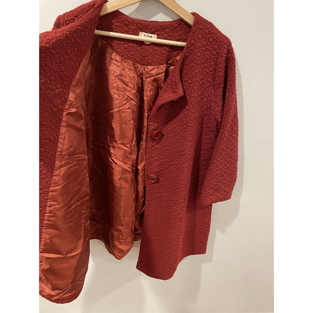 Molly Bracken Quilted Jacket Women's Small Textured Burgundy Holiday Fall Blazer